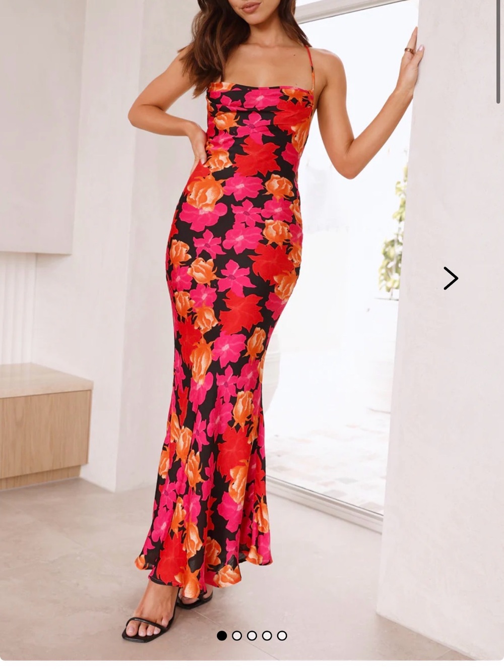 Hello Molly Black Maxi Slip Dress Floral